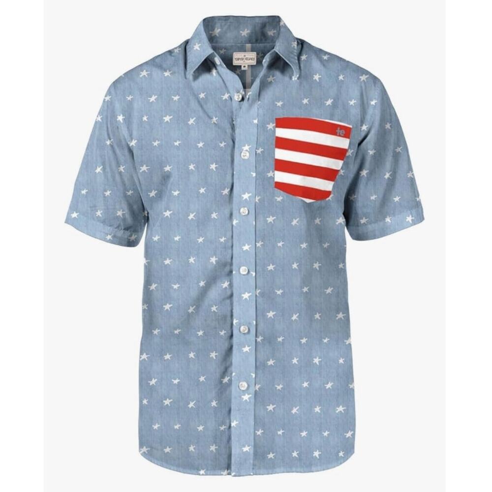 Tipsy Elves Hawaiian Shirt Americana Party Stretch Fabric Modern Fit 3XL NWOT